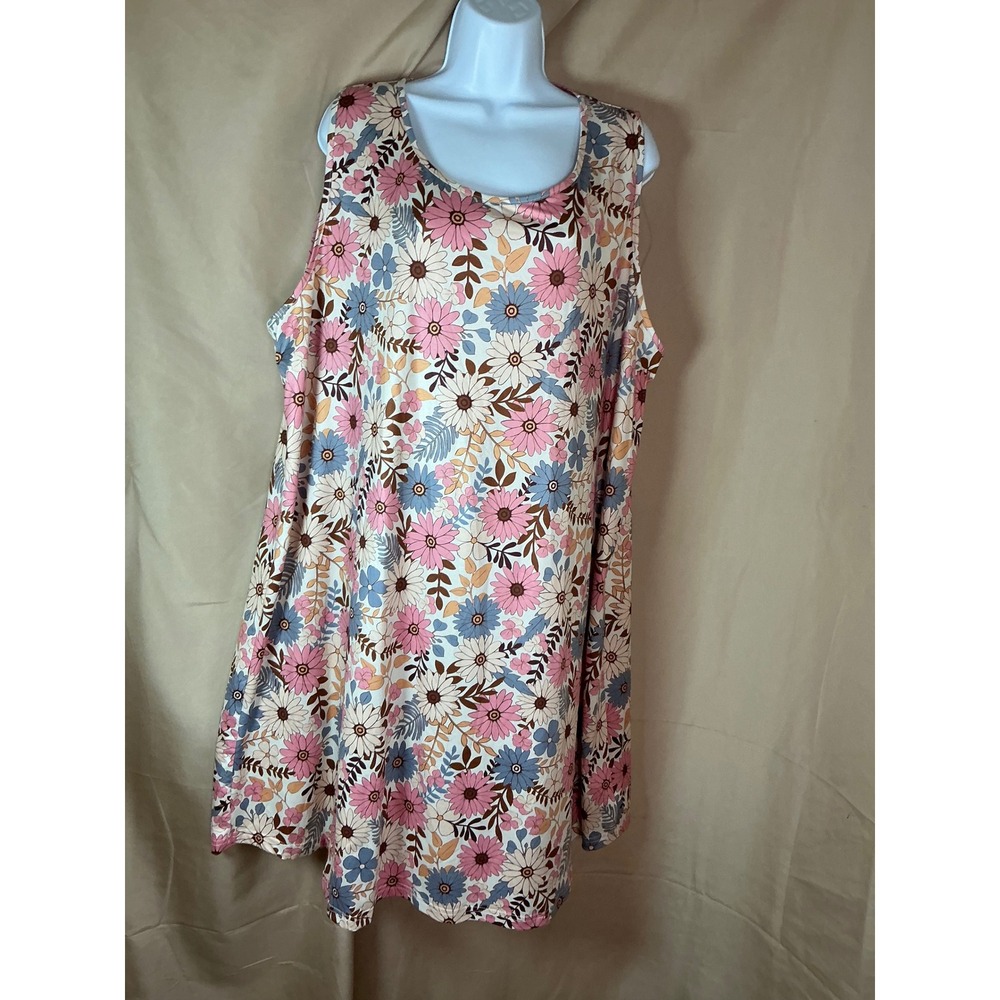 Emery Rose dress Womens 4XL Pink Floral Excellent Sleeveless Retro Shift Tunic